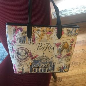 Stylish Paris-Themed Tote Bag - Multicolor